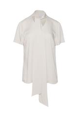 Kremowa wiskozowa bluzka ze stylowym wiązaniem