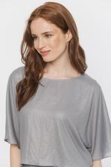 Short loose-fitting dress made of a slightly shiny lightweight fabric