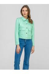 Krótka miętowa kurteczka z naszywanymi dużymi kieszeniami