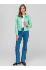 Krótka miętowa kurteczka z naszywanymi dużymi kieszeniami