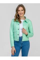 Krótka miętowa kurteczka z naszywanymi dużymi kieszeniami
