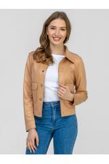 Krótka morelowa kurteczka z naszywanymi dużymi kieszeniami