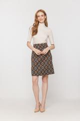 Short original skirt made of patterned fabric
