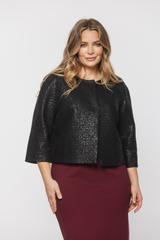 Krótki czarny żakiet z błyszczącą czarna nitką