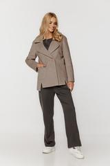 Krótki dwurzędowy płaszcz z wełną i alpaką w odcieniu taupe