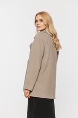 Krótki dwurzędowy płaszcz z wełną i alpaką w odcieniu taupe