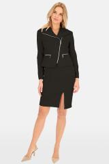 Czarna wiosenna kurtka z ekologicznego zamszu