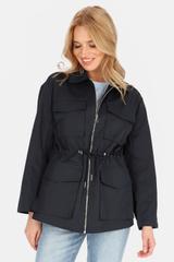 Ciemnogranatowa bawełniana kurtka ściągana w talii