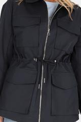 Ciemnogranatowa bawełniana kurtka ściągana w talii