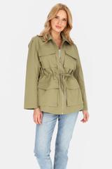 Bawełniana kurtka khaki ściągana w talii