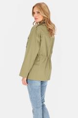 Bawełniana kurtka khaki ściągana w talii