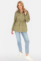 Bawełniana kurtka khaki ściągana w talii