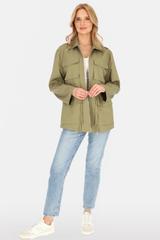Bawełniana kurtka khaki ściągana w talii