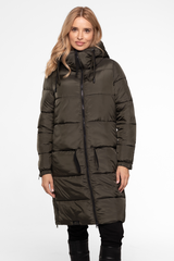 Prosta funkcjonalna kurtka zimowa w kolorze khaki