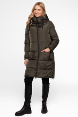 Prosta funkcjonalna kurtka zimowa w kolorze khaki