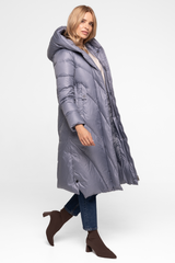 Zimowa stalowa kurtka za kolano z naturalnym ociepleniem