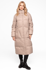 Ciepła beżowa kurtka z naturalnym wypełnieniem