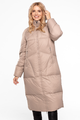 Ciepła beżowa kurtka z naturalnym wypełnieniem