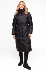 Ciepła czarna kurtka z naturalnym wypełnieniem