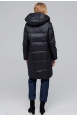 Black down jacket with a detachable hood