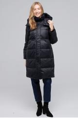 Black down jacket with a detachable hood