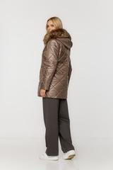 Pikowana brązowa kurtka z ociepleniem i kapturem