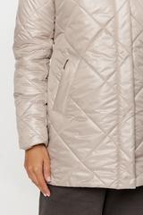 Pikowana szampańska kurtka z ociepleniem i kapturem