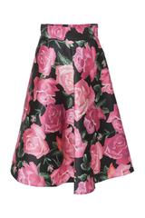 Kwiatowa atłasowa spódnica midi z kieszeniami