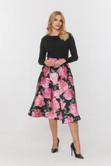 Kwiatowa atłasowa spódnica midi z kieszeniami