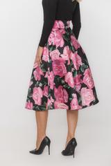 Kwiatowa atłasowa spódnica midi z kieszeniami