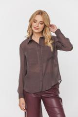 Lekka koszula mgiełka z długim rękawem i kieszeniami