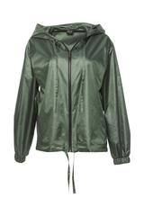 Lekka kurtka z kapturem w odcieniu zieleni z troczkami