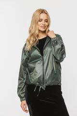 Lekka kurtka z kapturem w odcieniu zieleni z troczkami