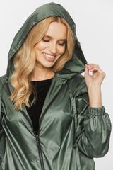 Lekka kurtka z kapturem w odcieniu zieleni z troczkami