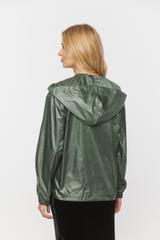 Lekka kurtka z kapturem w odcieniu zieleni z troczkami