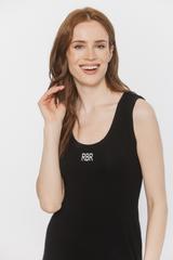 Letnia czarna sukienka z dzianiny wiskozowej