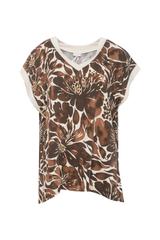 Letnia luźna bluzka w brązowe kwiaty