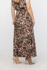 Letnia wiskozowa spódnica w brązowe kwiaty