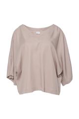 Przewiewna beżowa bluzka z tencelu  o luźnym kroju
