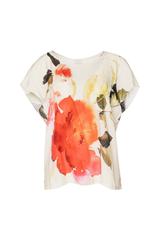 Luźna bluzka z akwarelowym kwiatem