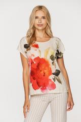 Luźna bluzka z akwarelowym kwiatem