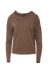 Luźna dzianinowa bluzka w odcieniu brązu z długim rękawem