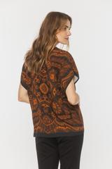 Luźna kimonowa bluzka z wzorzystej wiskozy