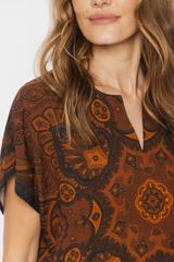 Luźna kimonowa bluzka z wzorzystej wiskozy