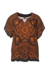 Luźna kimonowa bluzka z wzorzystej wiskozy