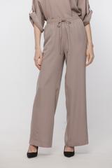 Luźne beżowe spodnie z tkaniny tencel