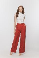 Luźne ceglaste spodnie z letniej wiskozy