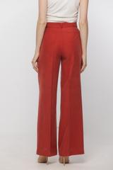 Luźne ceglaste spodnie z letniej wiskozy