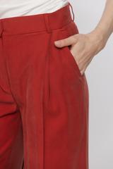 Luźne ceglaste spodnie z letniej wiskozy