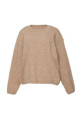 Luźny beżowy sweter z wełny i jedwabiu